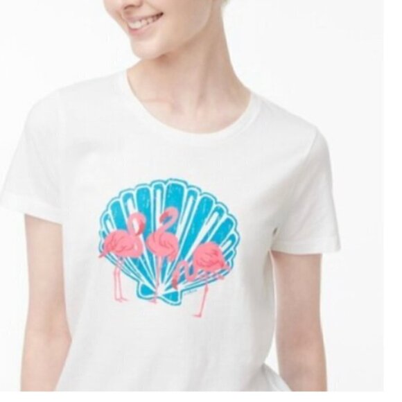 J. Crew Flamingos Cotton Graphic Collector's Tee, Medium - Picture 6 of 6
